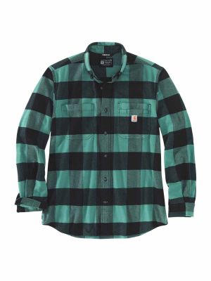 105432 Werkoverhemd Shirt Flanel Geruit Stretch Carhartt Slate Green L04 71workx voor