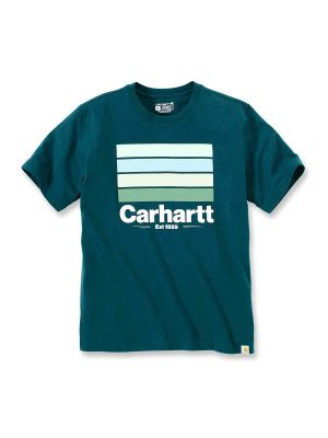 105910 Werk T-shirt Line Graphic Logo Carhartt 71workx Night Blue Heather H70 voor