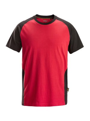 2550 Werk T-shirt Tweekleurig Snickers Chili Red Black 1604 71workx voor