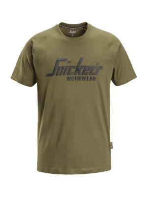 2590 Werk T-shirt Logo Snickers Khaki Green 3100 71workx voor
