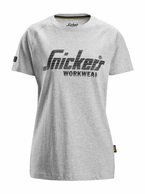 2597 Dames Werk T-shirt Logo Snickers Grey Melange 2800 71workx voor
