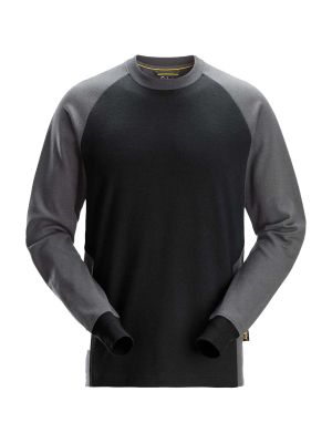 2840 Work Sweater Two-Tone Snickers 71workx Black Steel Grey 0458 front