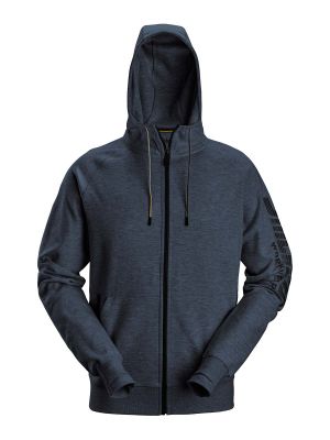 2895 Werk hoodie Logo met Rits Snickers Dark Navy Melange 4500 71workx voor