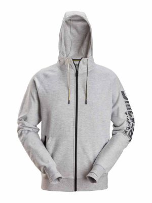 2895 Werk hoodie Logo met Rits Snickers Grey Melange 2800 71workx voor