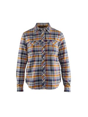 Ladies Flannel Shirt 3209 Marineblauw/Oranje - Blåkläder
