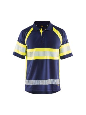 UV Polo Shirt High Vis Class 1 3338 Marine/High Vis Geel - Blåkläder