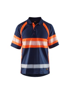 UV Polo Shirt High Vis Class 1 3338 Marineblauw/Oranje - Blåkläder