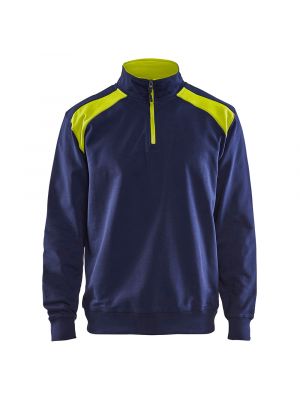 Blåkläder 3353-1158 Sweatshirt Half-Zip - Navy/High Vis Yellow