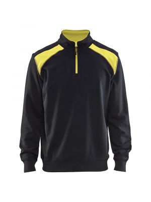 Blåkläder 3353-1158 Sweatshirt Half-Zip - Black/High Vis Yellow
