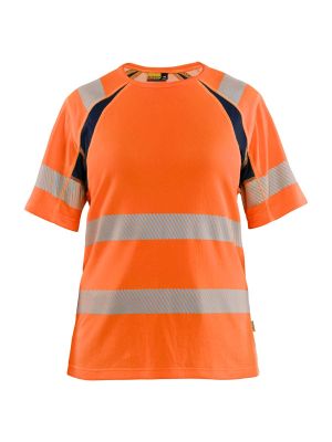 Blåkläder Werk T-Shirt High Vis Dames 3503 High Vis Oranje Marineblauw  5389 71workx Voor