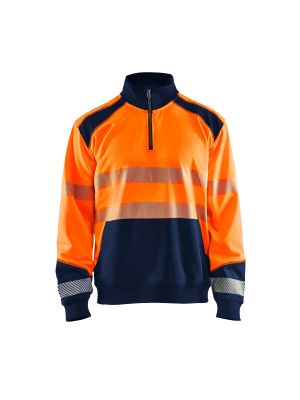High Vis Sweatshirt With Half Zip 3556 High Vis Oranje/Marine - Blåkläder