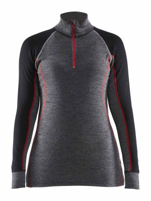 7299-1736 Women's Thermal Shirt Zip-Up Xwarm - 9699 Mid Grey/Black - Blåkläder - front