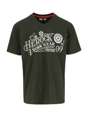 Barber Werk T-Shirt Geprint Logo Light Dark Khaki - Herock - voor