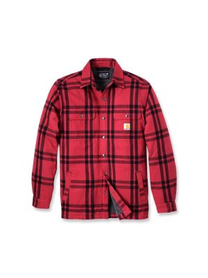 Carhartt Geruit Shirtjack Flanel Sherpa 106354 Crabapple R99 71workx voor