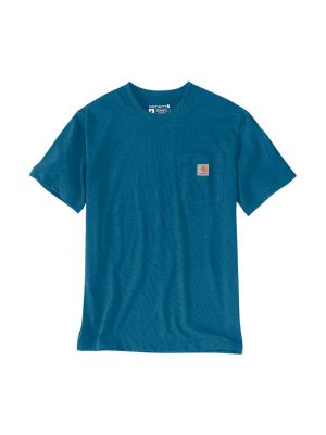 Carhartt Pocket T-shirt Korte Mouw 103296 71workx Deep Lagoon Heather HF1 voor