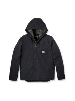 Carhartt Werkjas Sherpa Canvas Capuchon 104392 Black N04 71workx voor