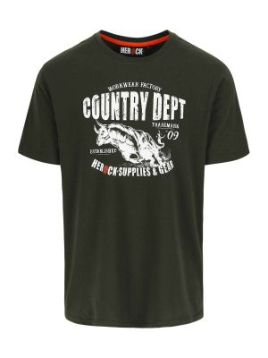 Country Werk T-shirt Graphic Logo Herock 23MTS2201 Donker Kaki 71workx voor