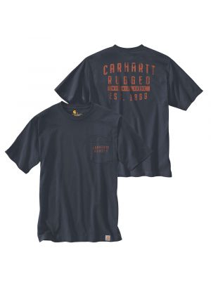 Carhartt 104581 Relaxed Fit s/s Pocket Rugged Graphic T-Shirt - Navy