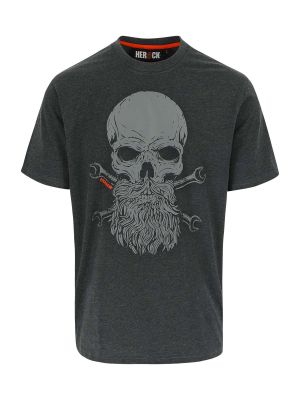 Maximus Werk T-Shirt met Geprint Logo Dark Heather Grey - Herock - voor