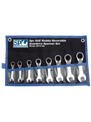 SP Tools SP10188 Omschakelbare Ringratel-Steeksleutelset Stubby 8-delig Sae