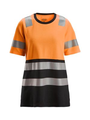 Snickers High-Vis Werk T-shirt Klasse 1 Dames 2573 71workx Orange Black 5504 voor