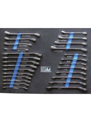SP Tools SP50020 Eva Inleg 26-delig metrisch/ Sae Open Ringsleutels en Ringratel Sleutels