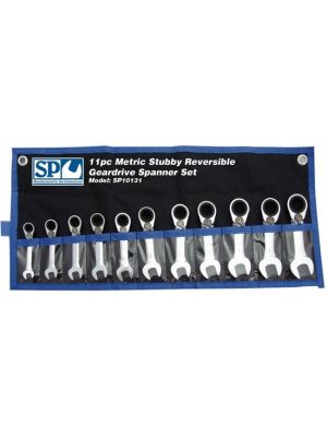 SP Tools SP10131 Omschakelbare Ringratel-Steeksleutelset Stubby metrisch 11-delig
