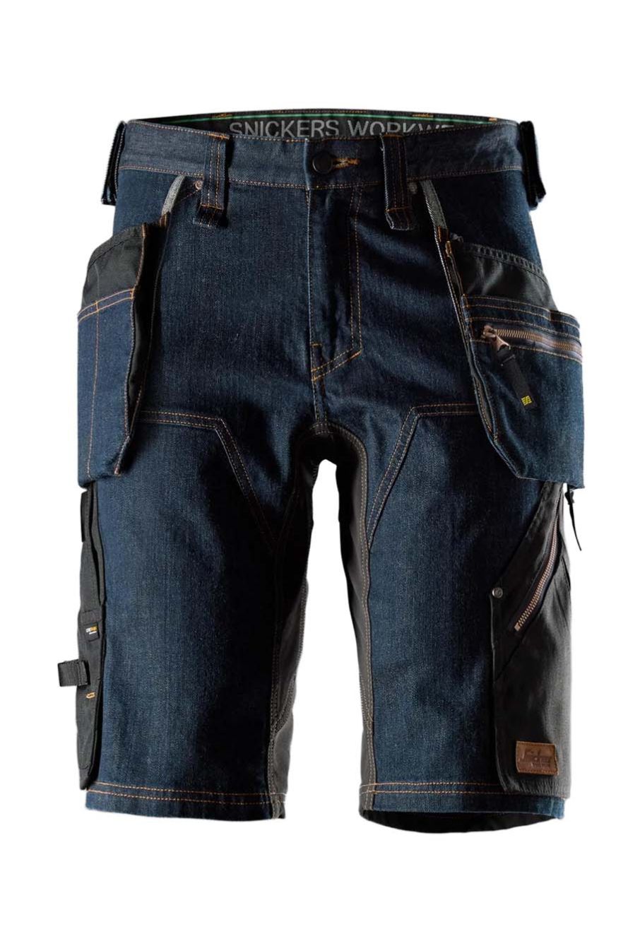 Snickers 6155 FlexiWork Korte Werkbroek Denim Holsterzak main product photo