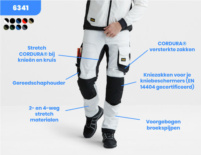 2025 Blog 71workx Snickers 6341 AllroundWork Stretch Werkbroek model wit