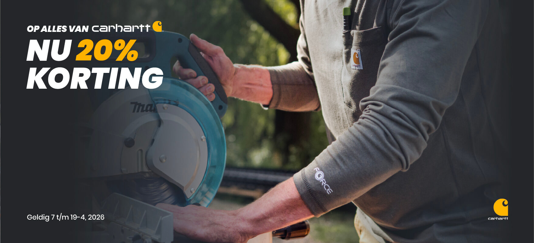 20260407_Carhartt_20_korting_banner_home_NED_desktop