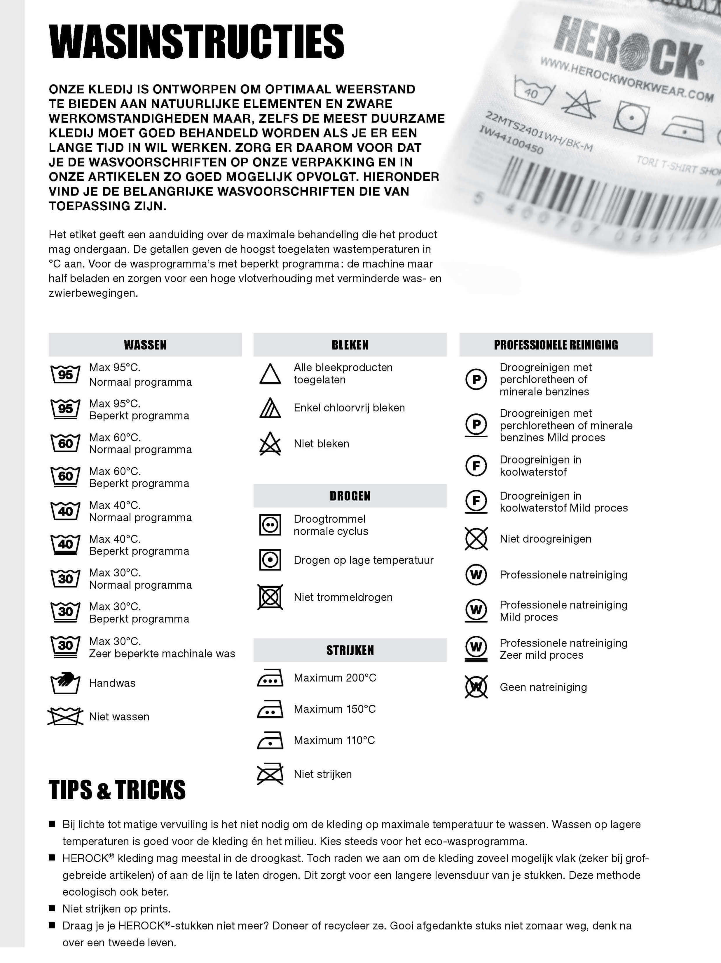 Wasvoorschriften Herock